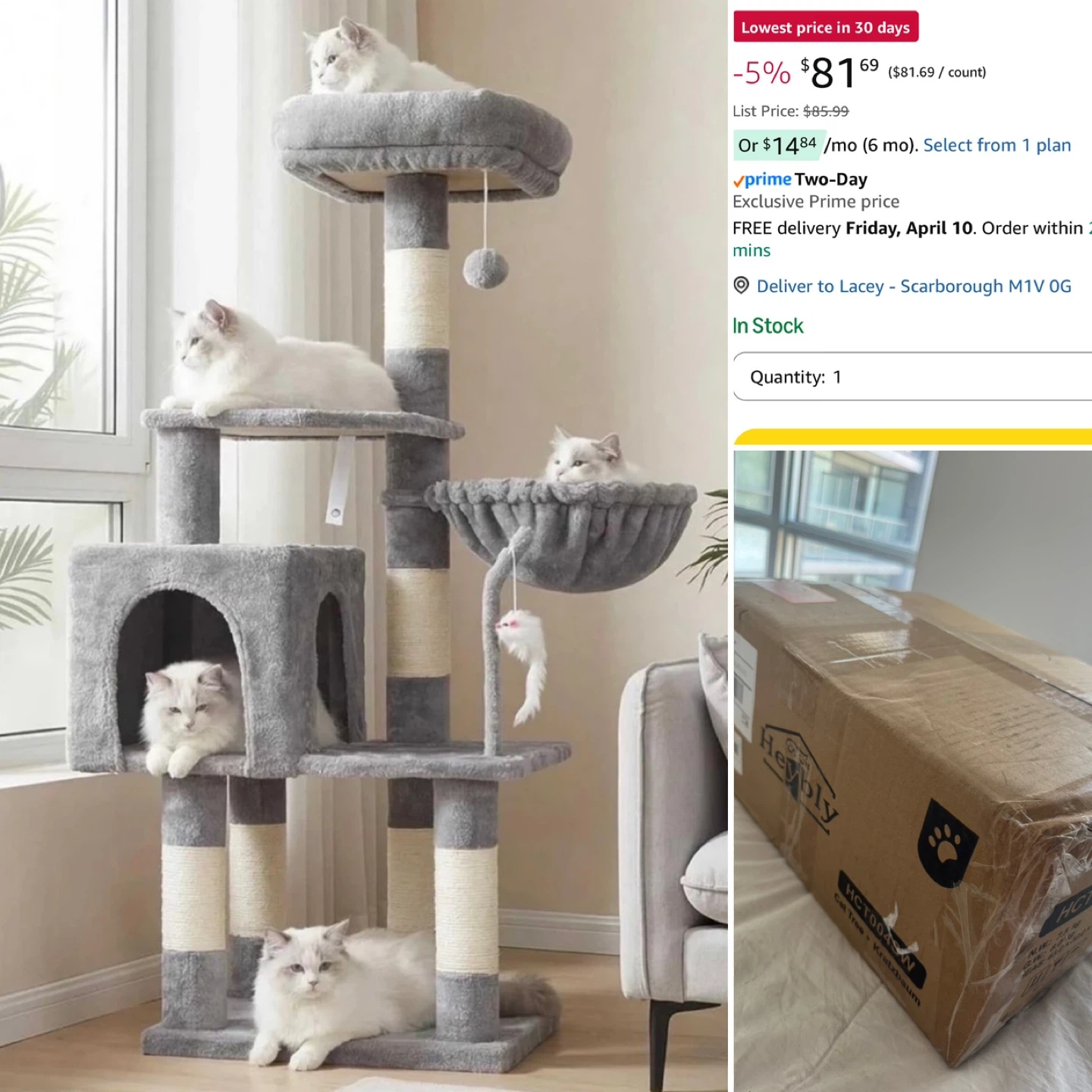 Brand New in Box Never Assembled Cat Climbing Tree Structure