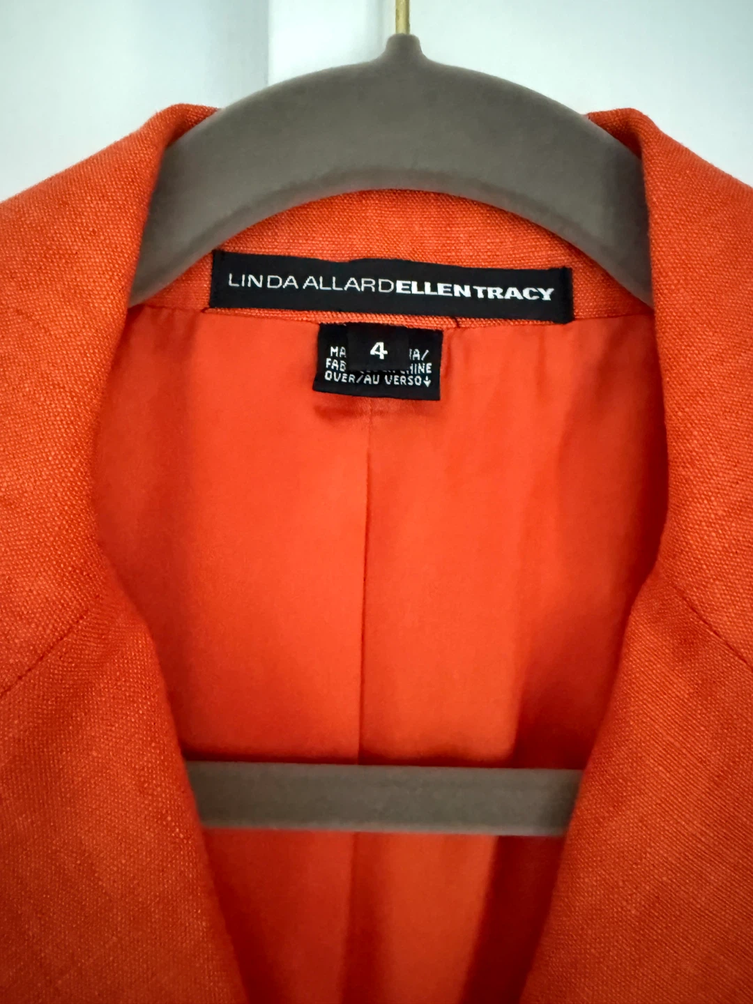 E L L E N TRACY Orange Blazer Size 4 Linen - photo 3