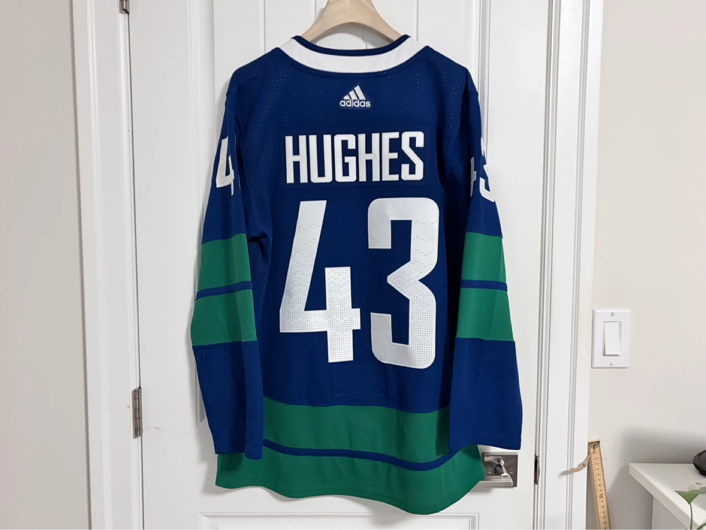 Authentic Adidas Vancouver Canucks Quinn Hughes Stick Jersey 46