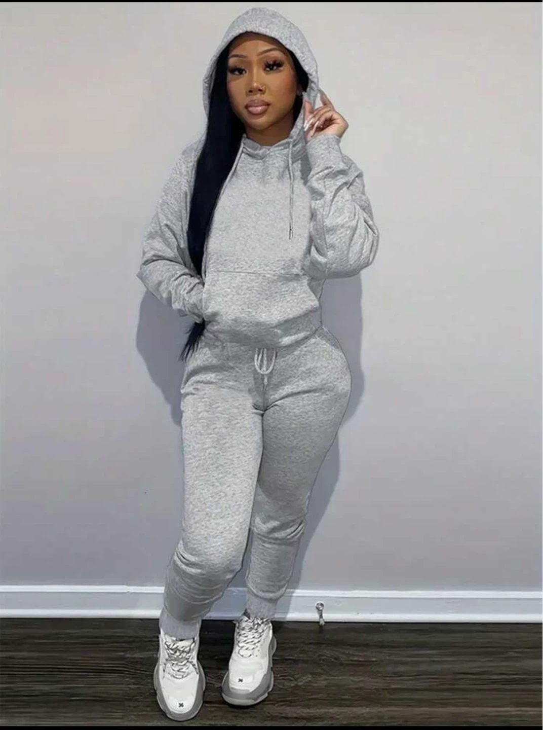 Grey Hoodie and Sweatpants Set