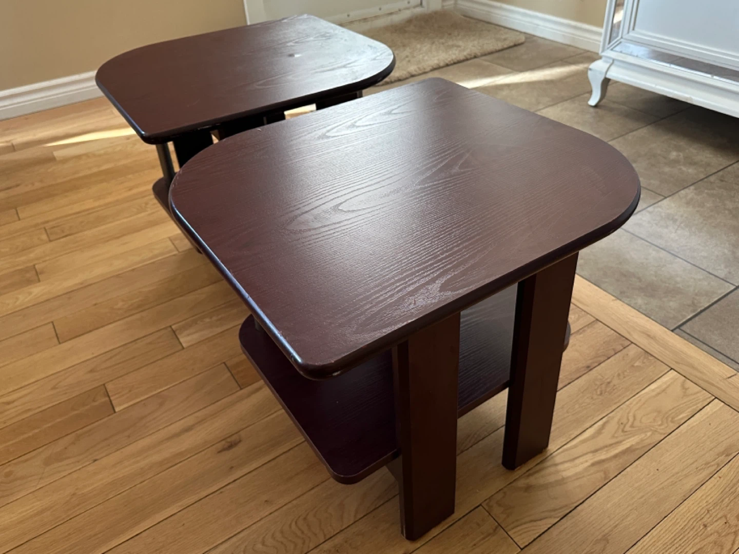 Pair of Modern Espresso End Tables (CAN DELIVER)