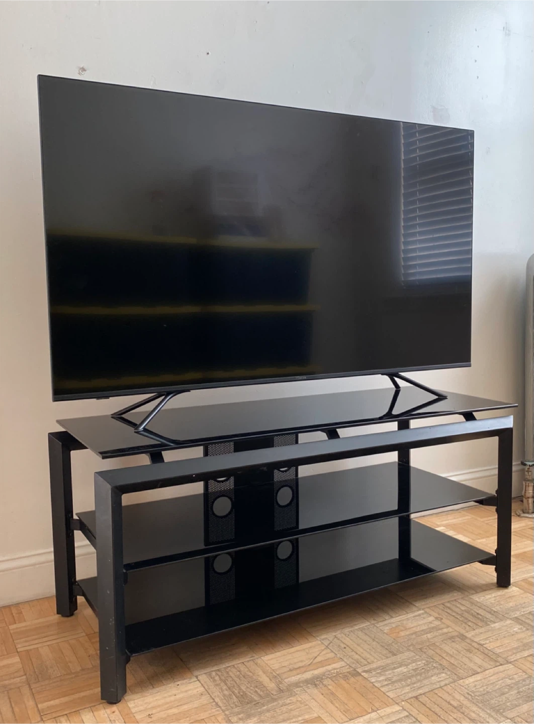 Black 3-Tier Glass TV Stand - photo 2
