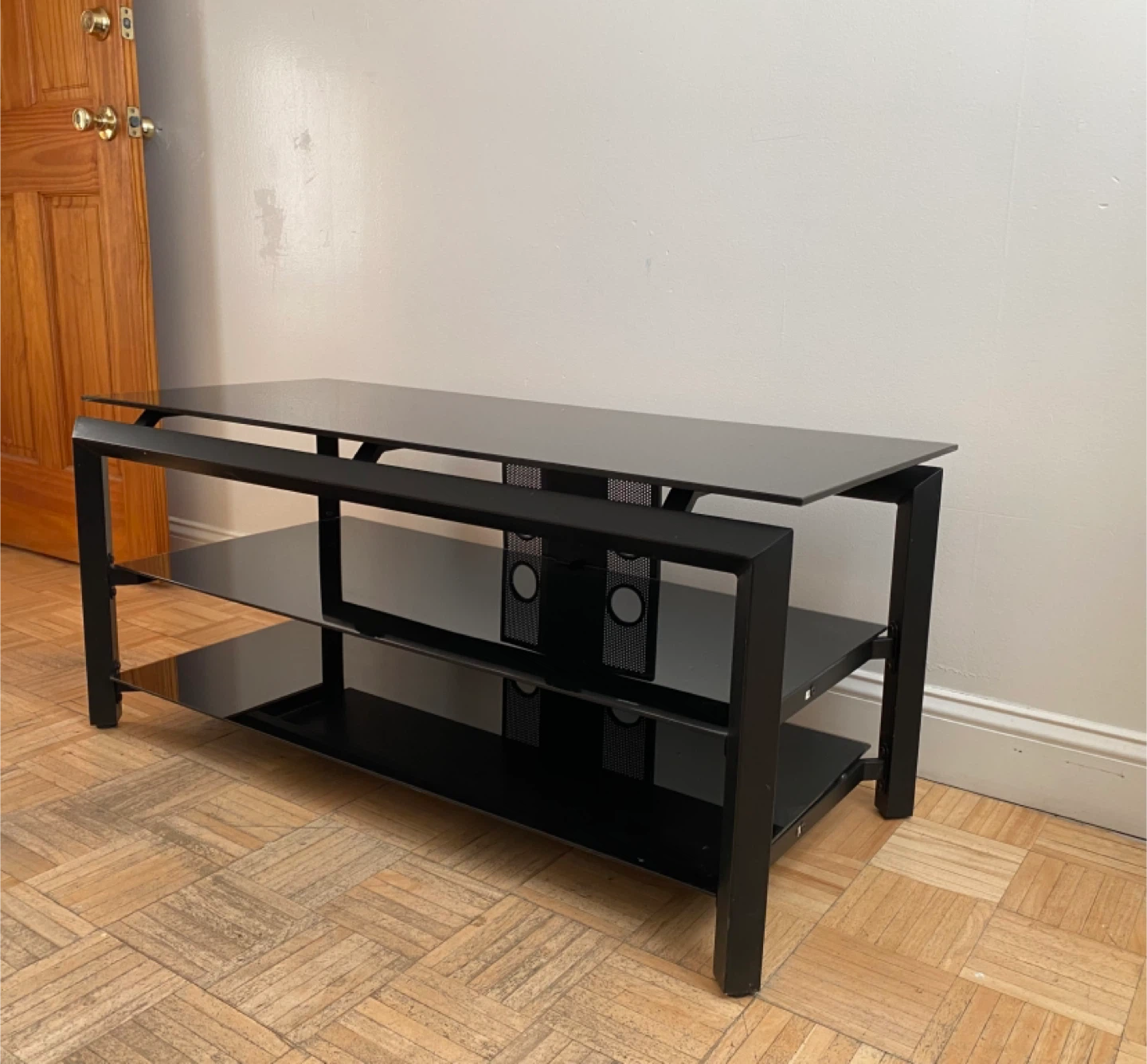 Black 3-Tier Glass TV Stand - photo 3
