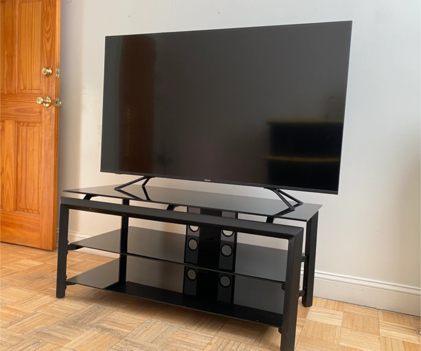 Black 3-Tier Glass TV Stand