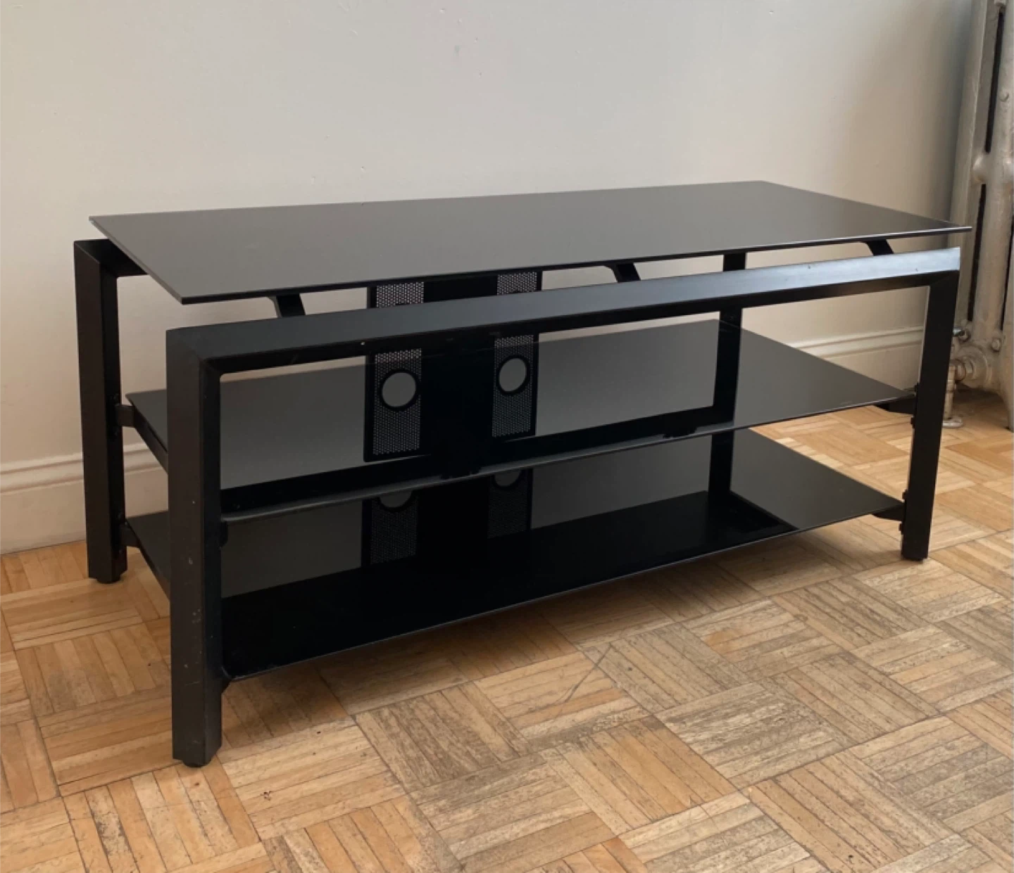 Black 3-Tier Glass TV Stand - photo 4