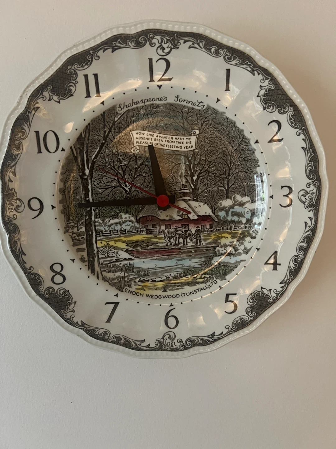 Enoch Wedgwood Shakespeare's Sonnets Decorative Plate Clock