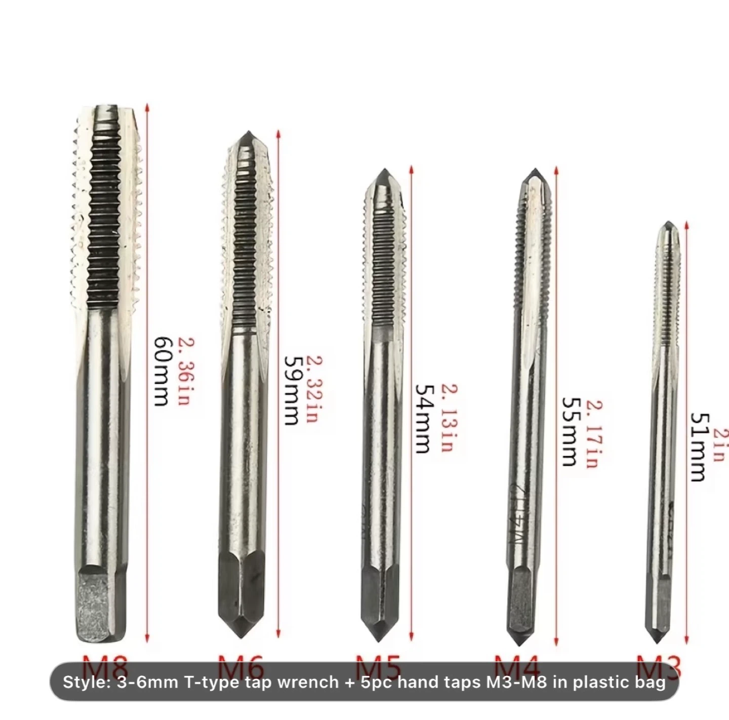 6pcs T-Shaped 3Mm to 6Mm Tap Wrench - photo 5