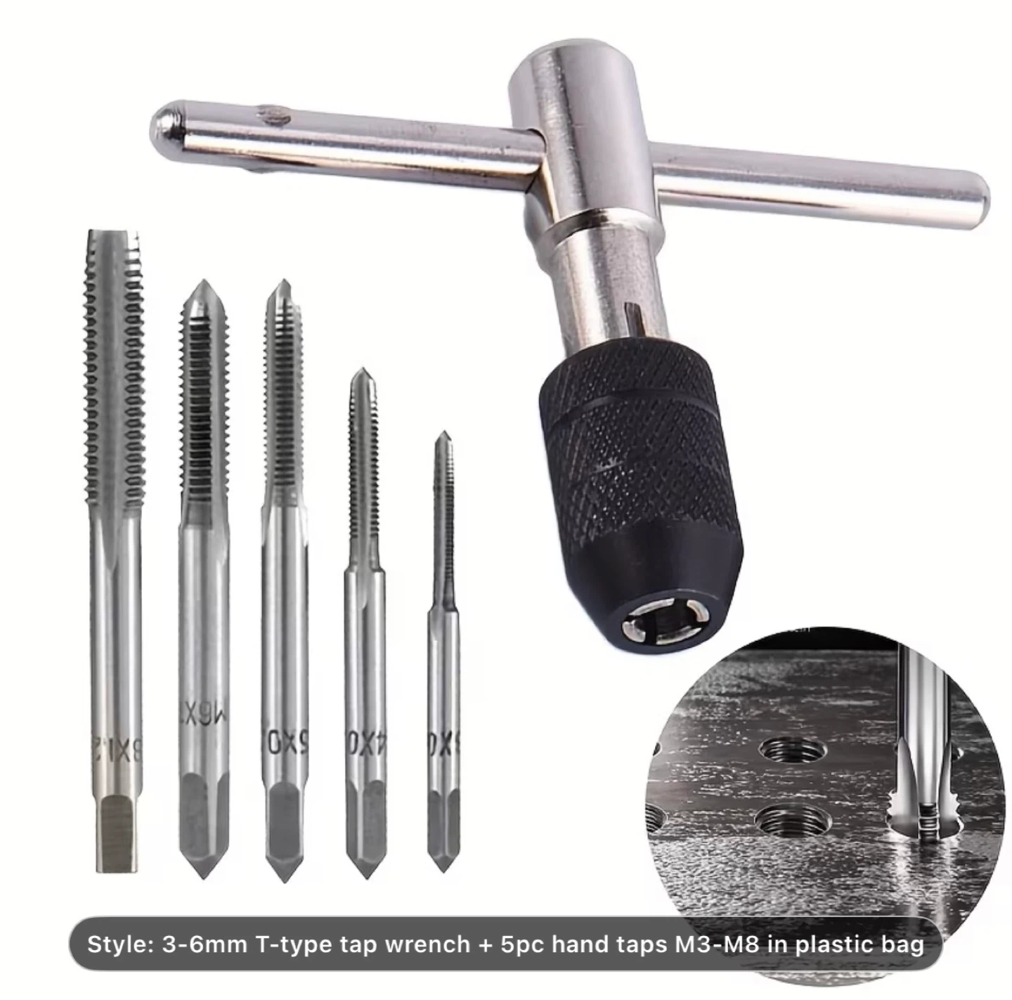 6pcs T-Shaped 3Mm to 6Mm Tap Wrench