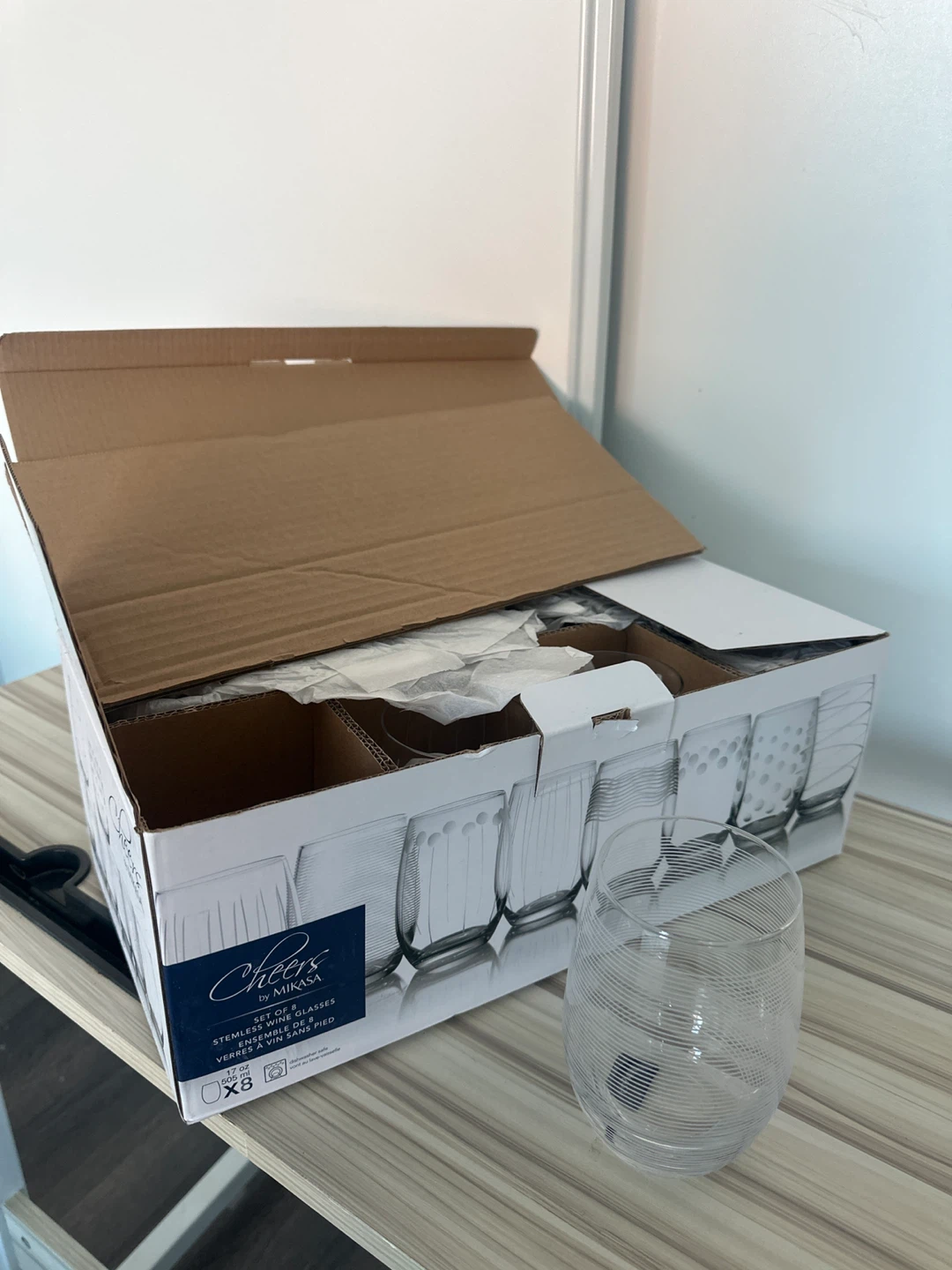 Mikasa Cheers Set of 8 Stemless Wine Glasses