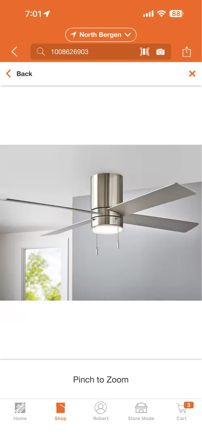 Hampton Bay 52" Scenic Indoor Ceiling Fan - Brushed Nickel - photo 5