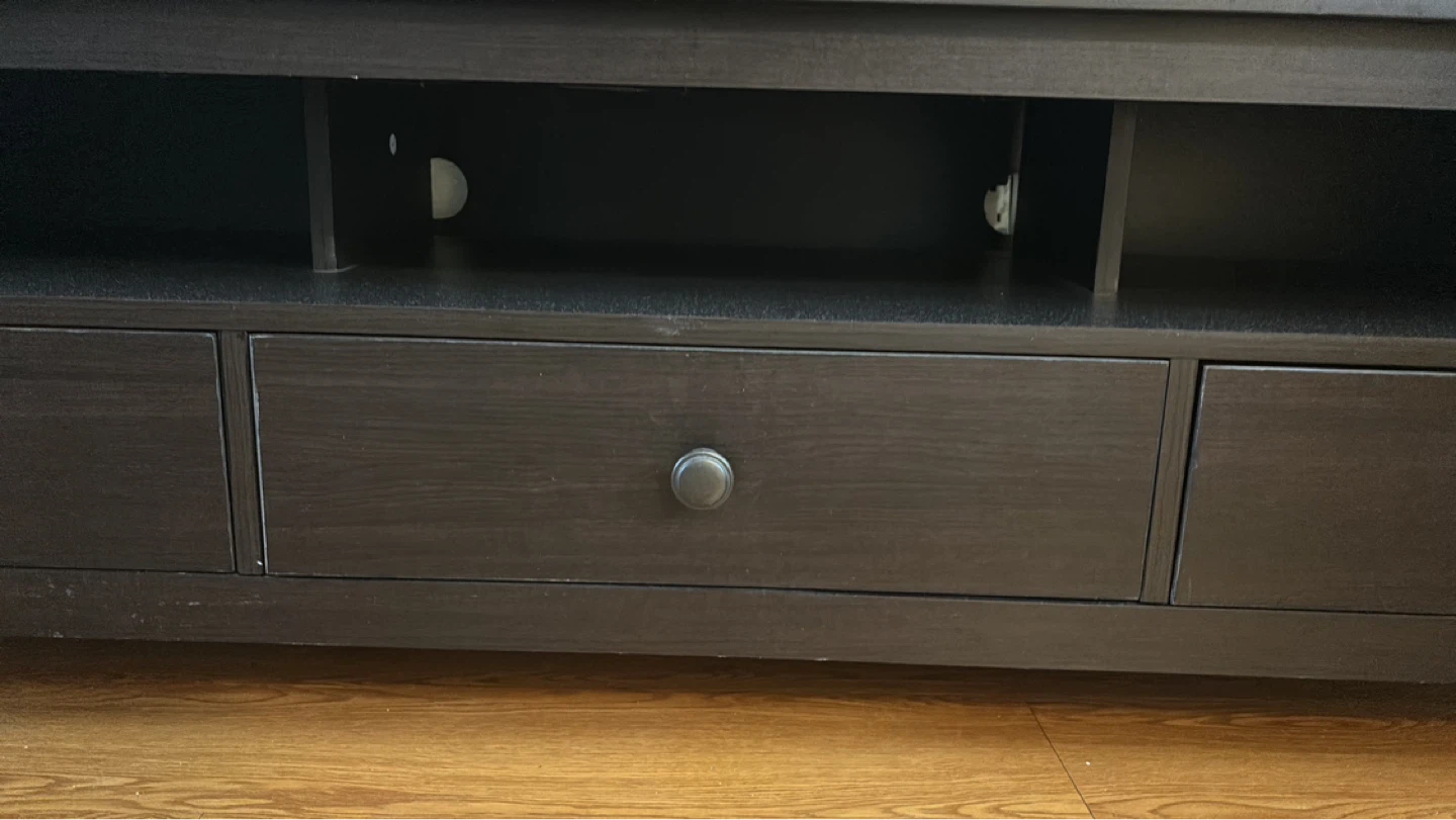 Dark Brown TV Stand with 3 Drawers - photo 3