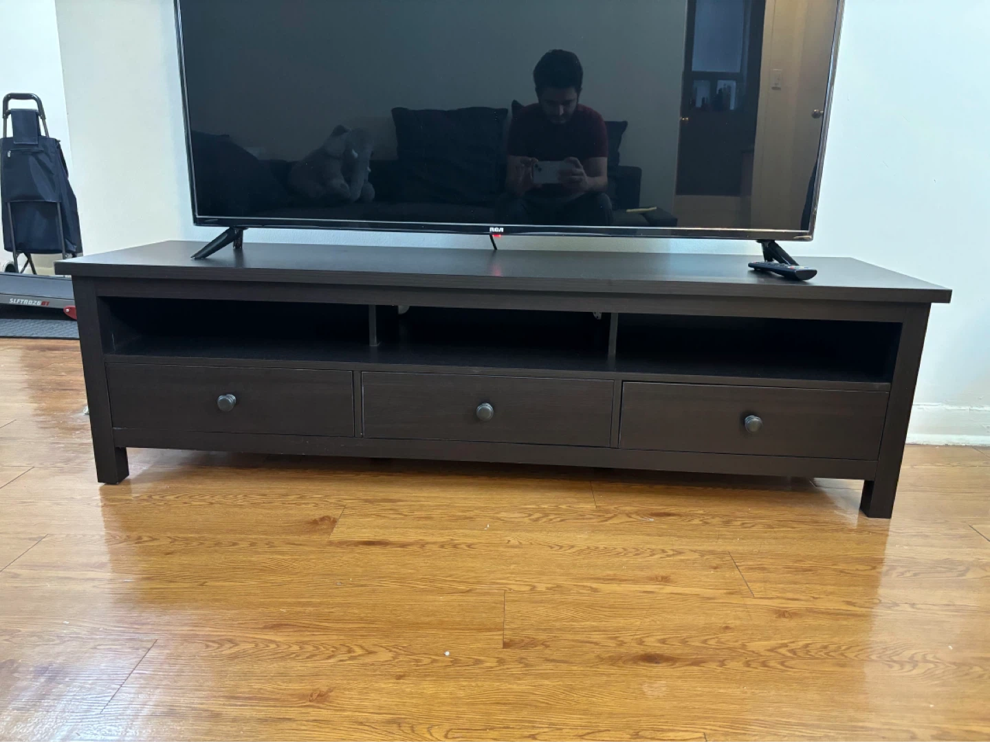 Dark Brown TV Stand with 3 Drawers