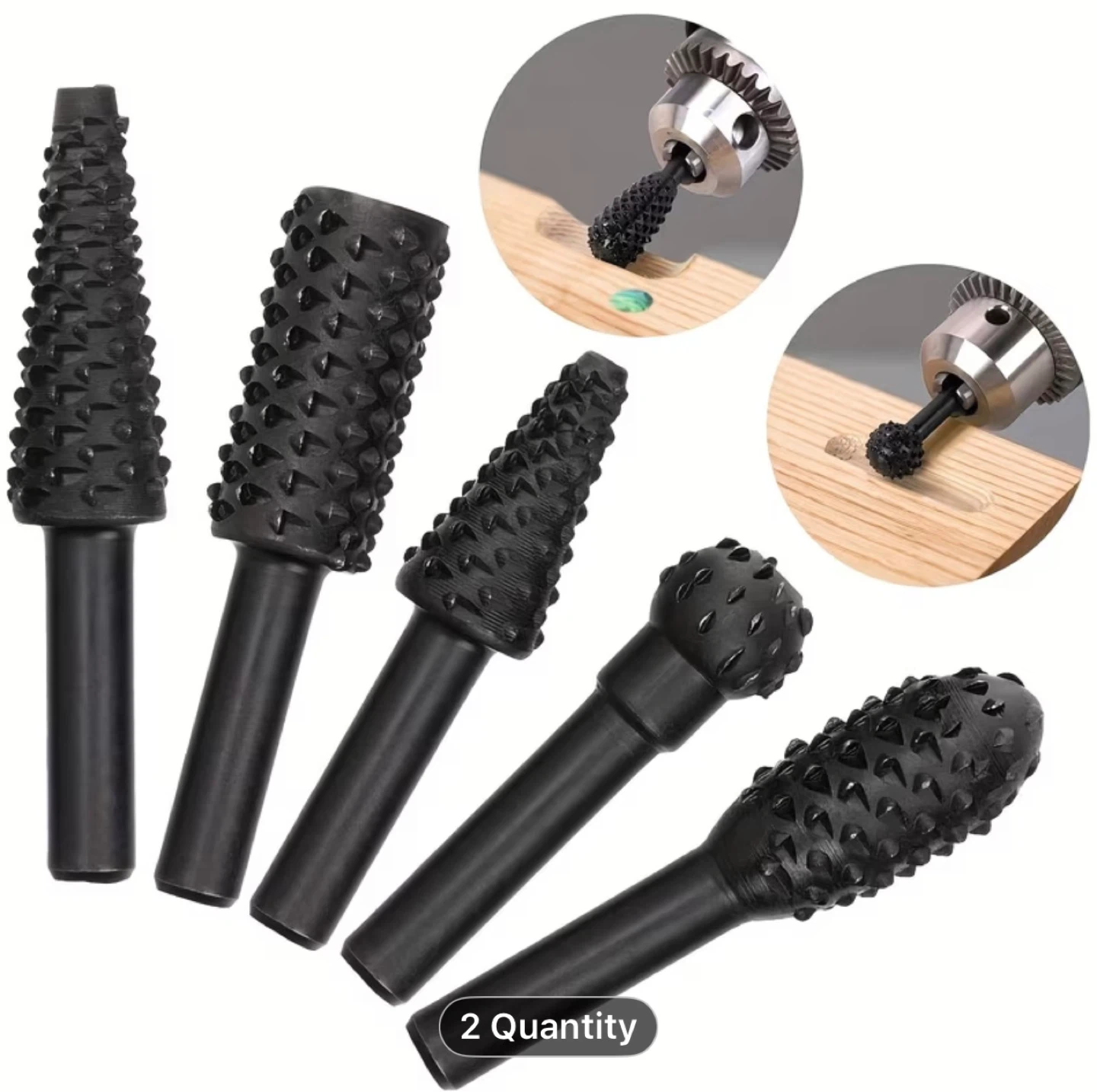 5pcs Wood Carving File Rasp Drill Bit, 1/4" 6mm Rotary