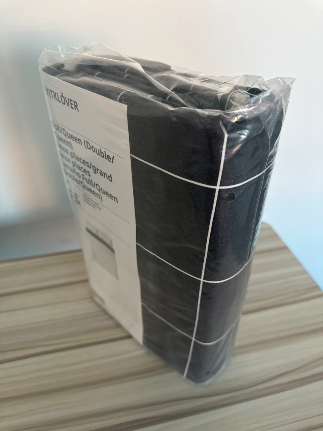 IKEA VITKLÖVER Full/Queen Duvet Cover - Black White Grid - photo 3