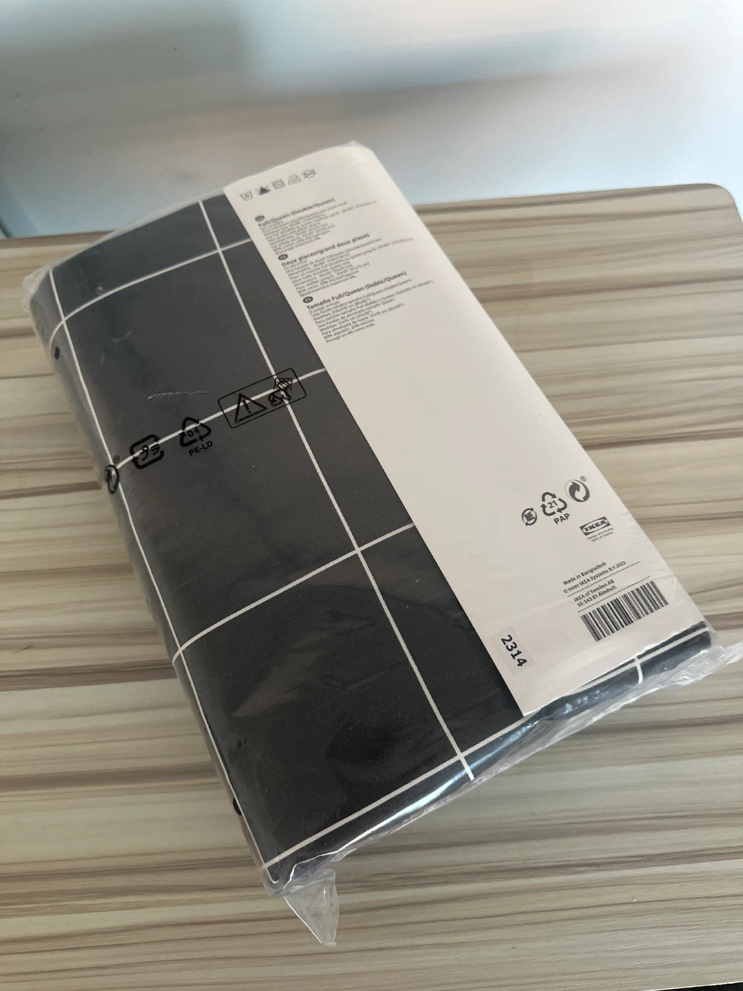 IKEA VITKLÖVER Full/Queen Duvet Cover - Black White Grid - photo 2