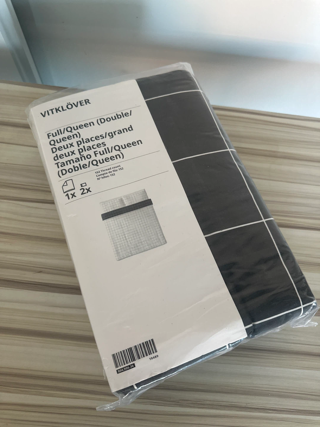 IKEA VITKLÖVER Full/Queen Duvet Cover - Black White Grid