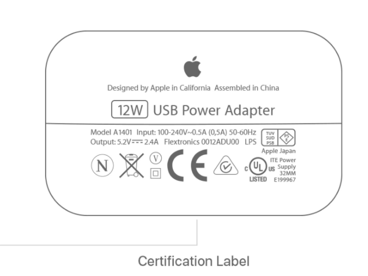 Apple 12W USB Power Adapter A1401 - photo 3