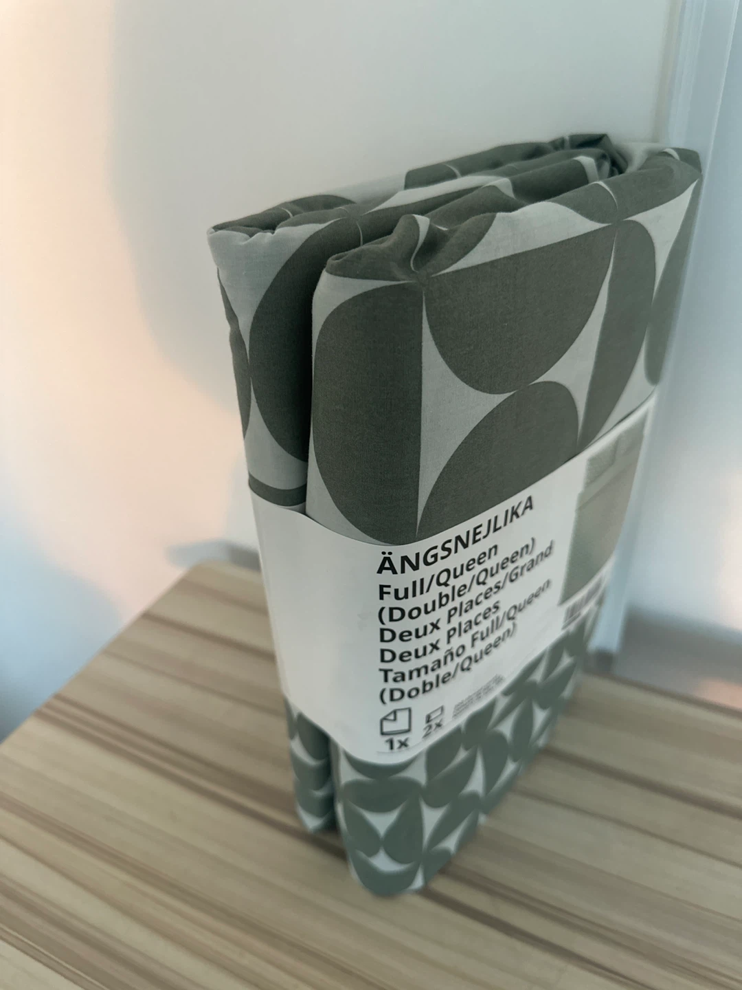 IKEA ÄNGSNELIKA Full/Queen Duvet Cover Set - Grey Geometric - photo 3