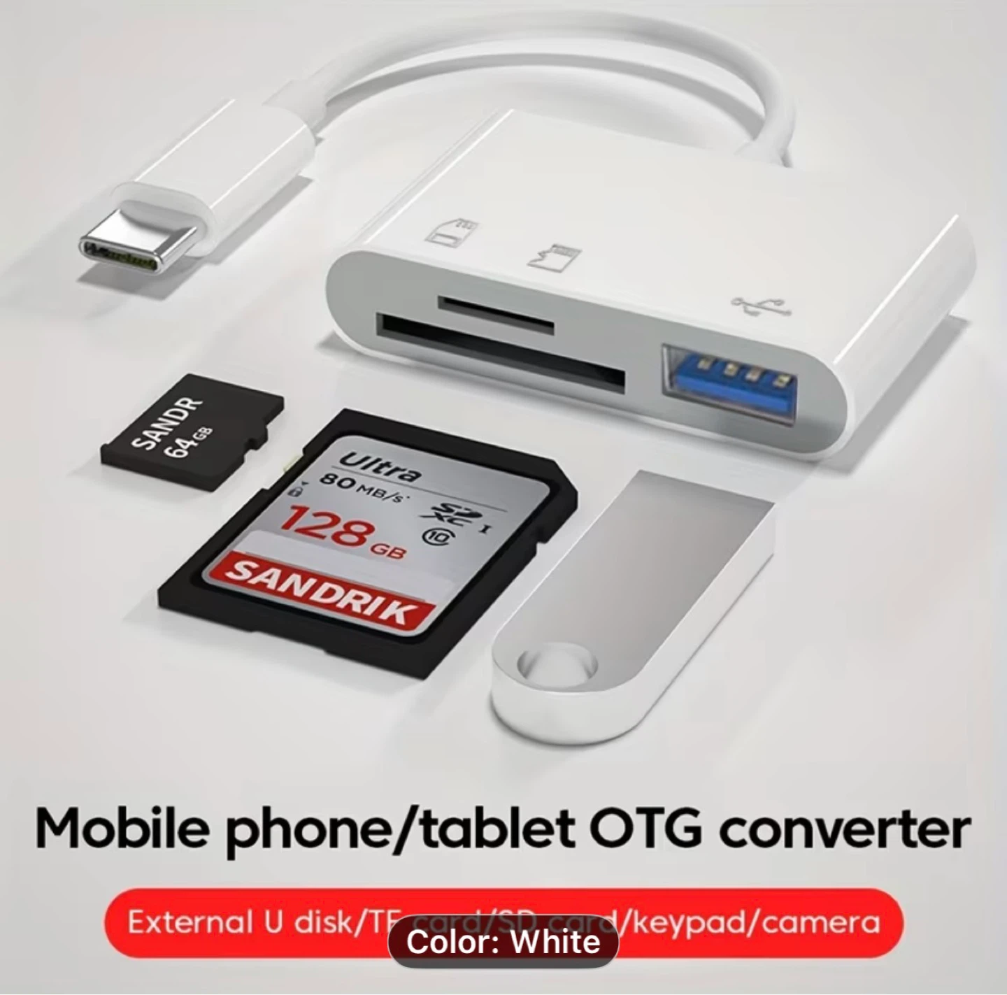 3-In-1 OTG Card Reader Type C to SD TF Memory Card Reader