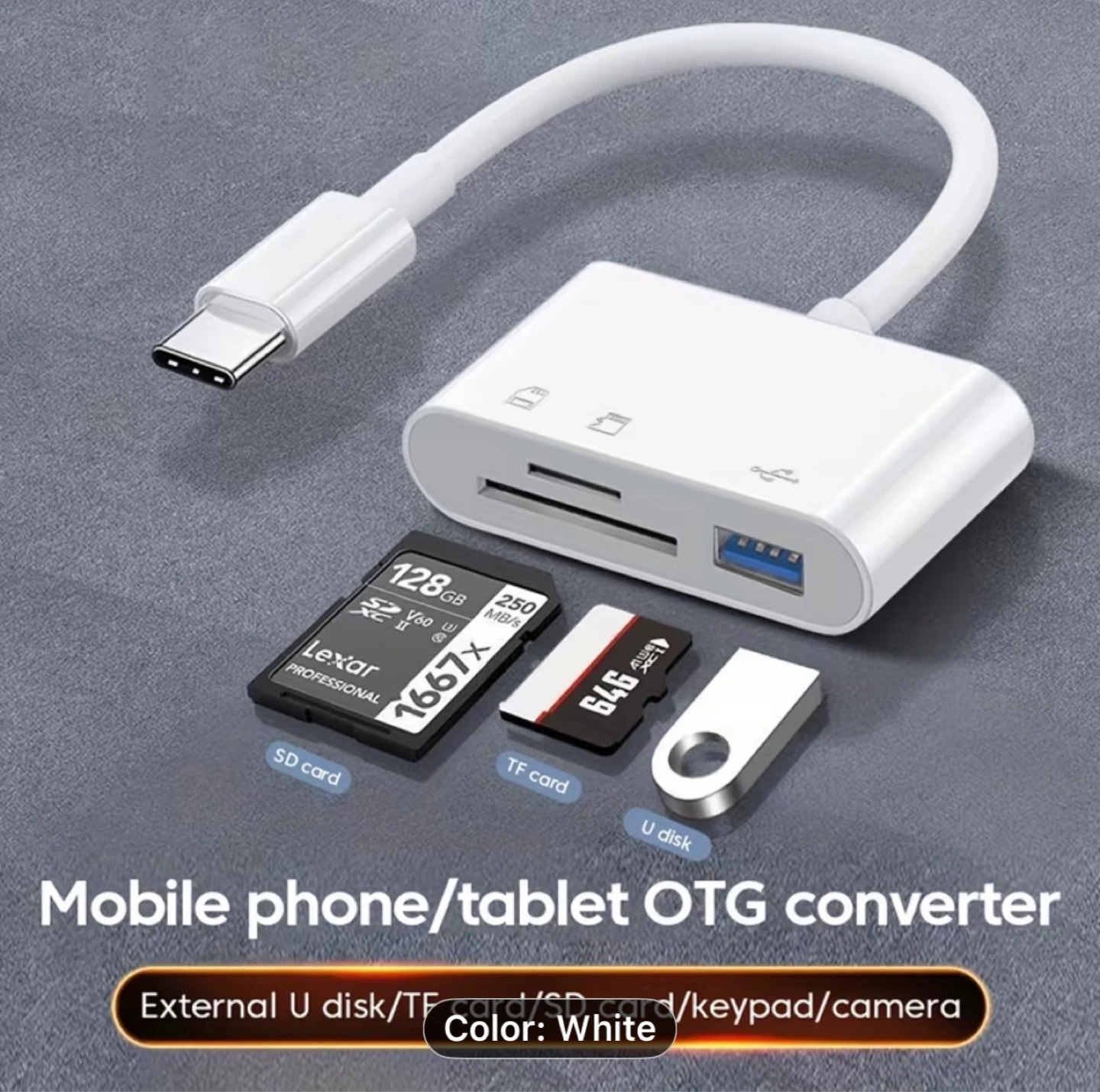 3-In-1 OTG Card Reader Type C to SD TF Memory Card Reader - photo 4