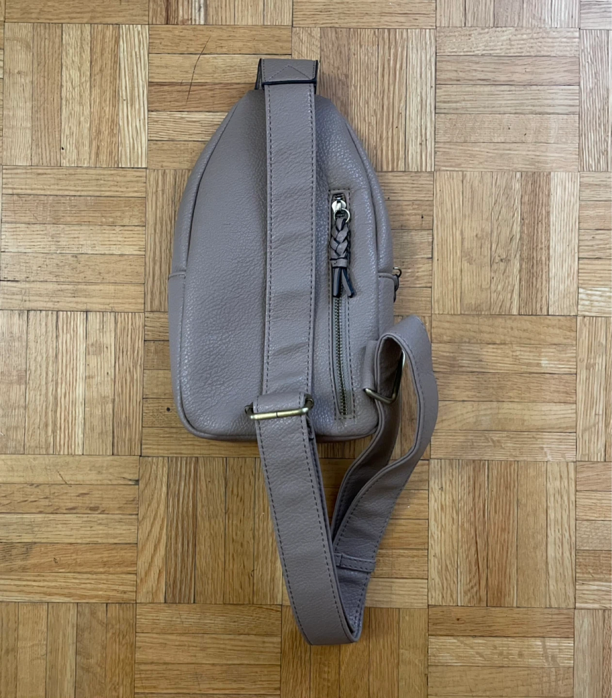 Taupe Faux Leather Sling Backpack - photo 4