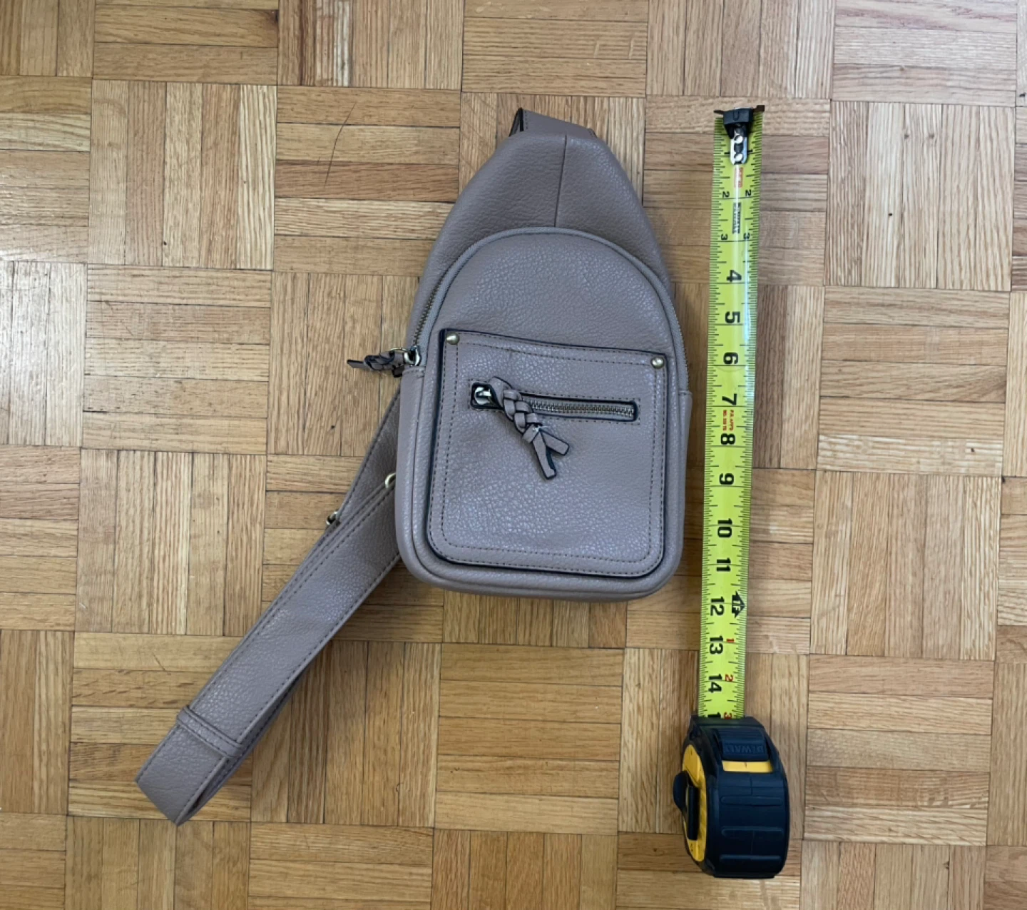 Taupe Faux Leather Sling Backpack - photo 3