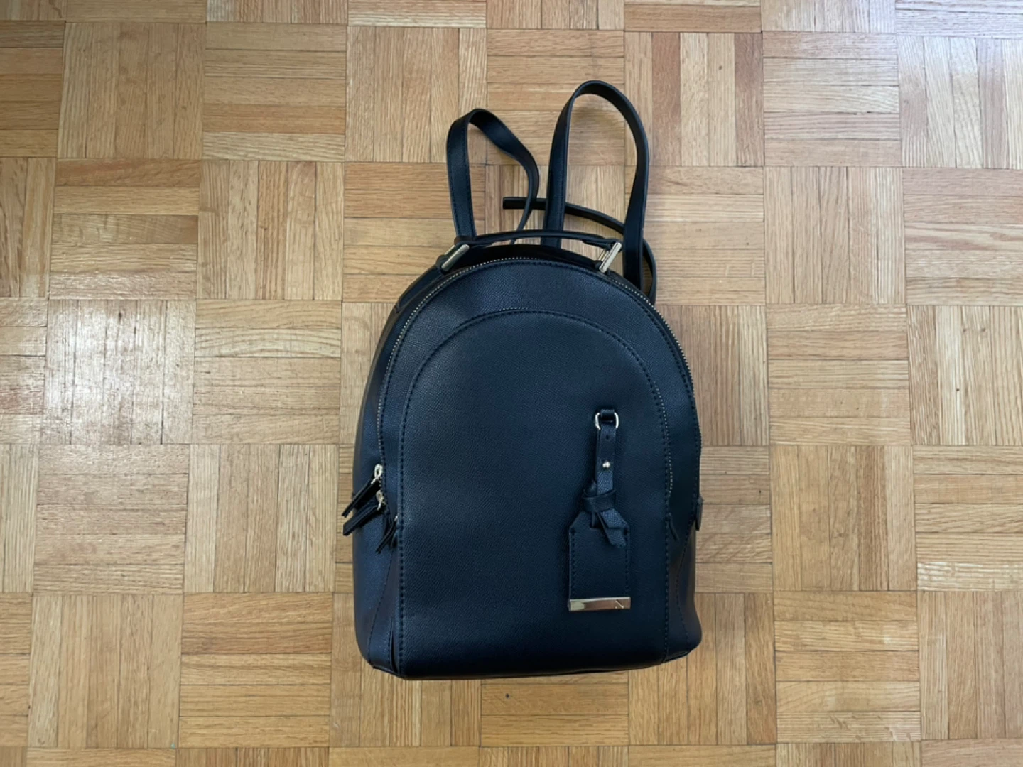 Black Faux Leather Backpack
