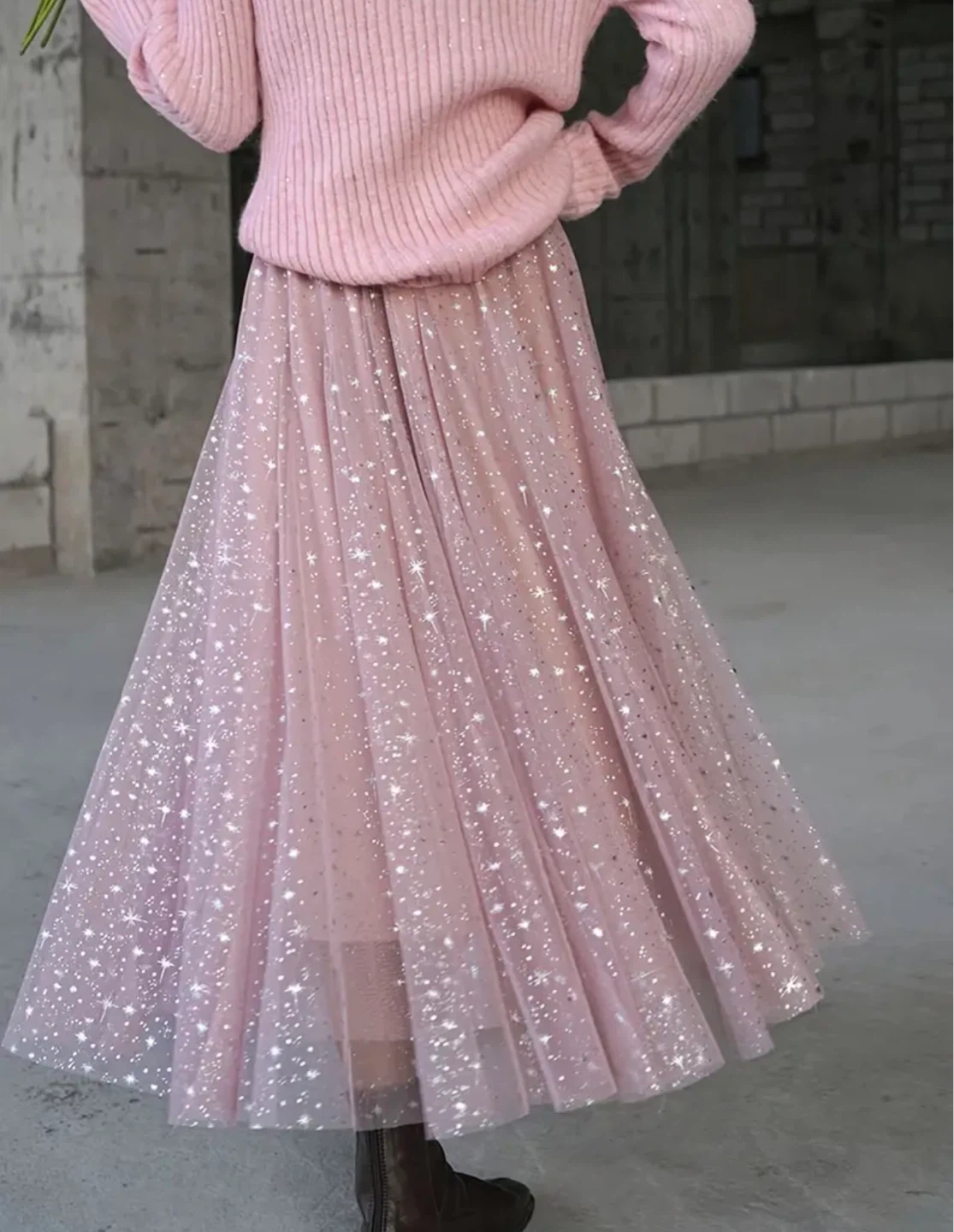 Pink Tulle Skirt with Silver Stars - photo 5