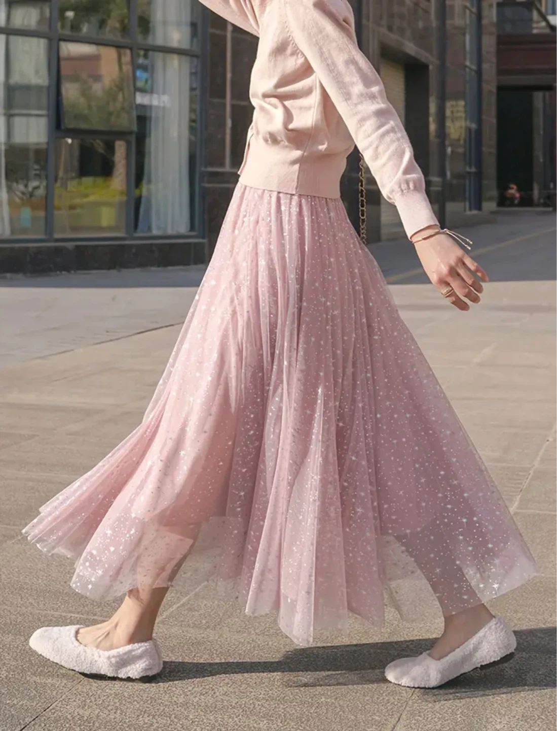 Pink Tulle Skirt with Silver Stars - photo 4