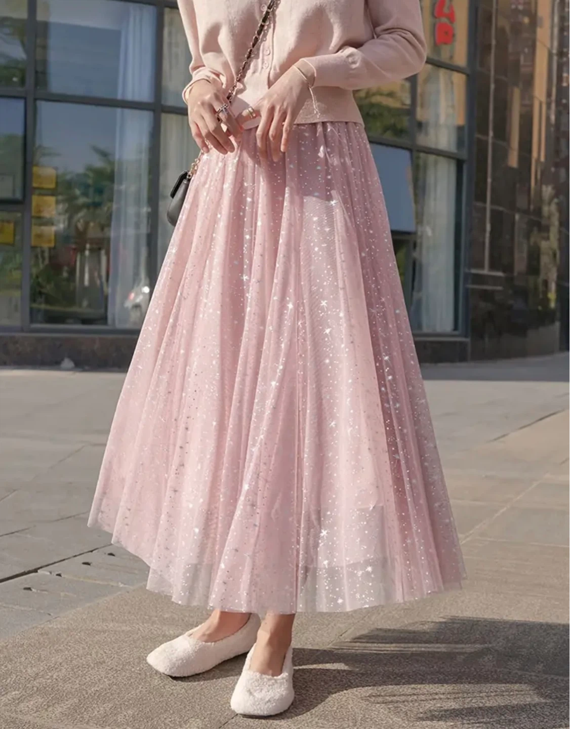 Pink Tulle Skirt with Silver Stars - photo 3
