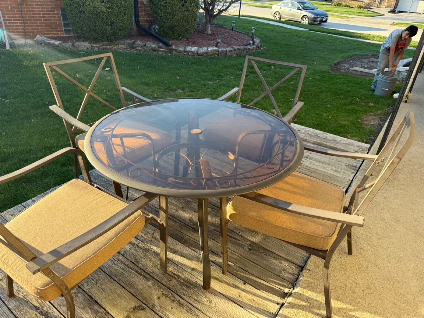 Glass Top Outdoor Dining Set with 4 Chairs - photo 2
