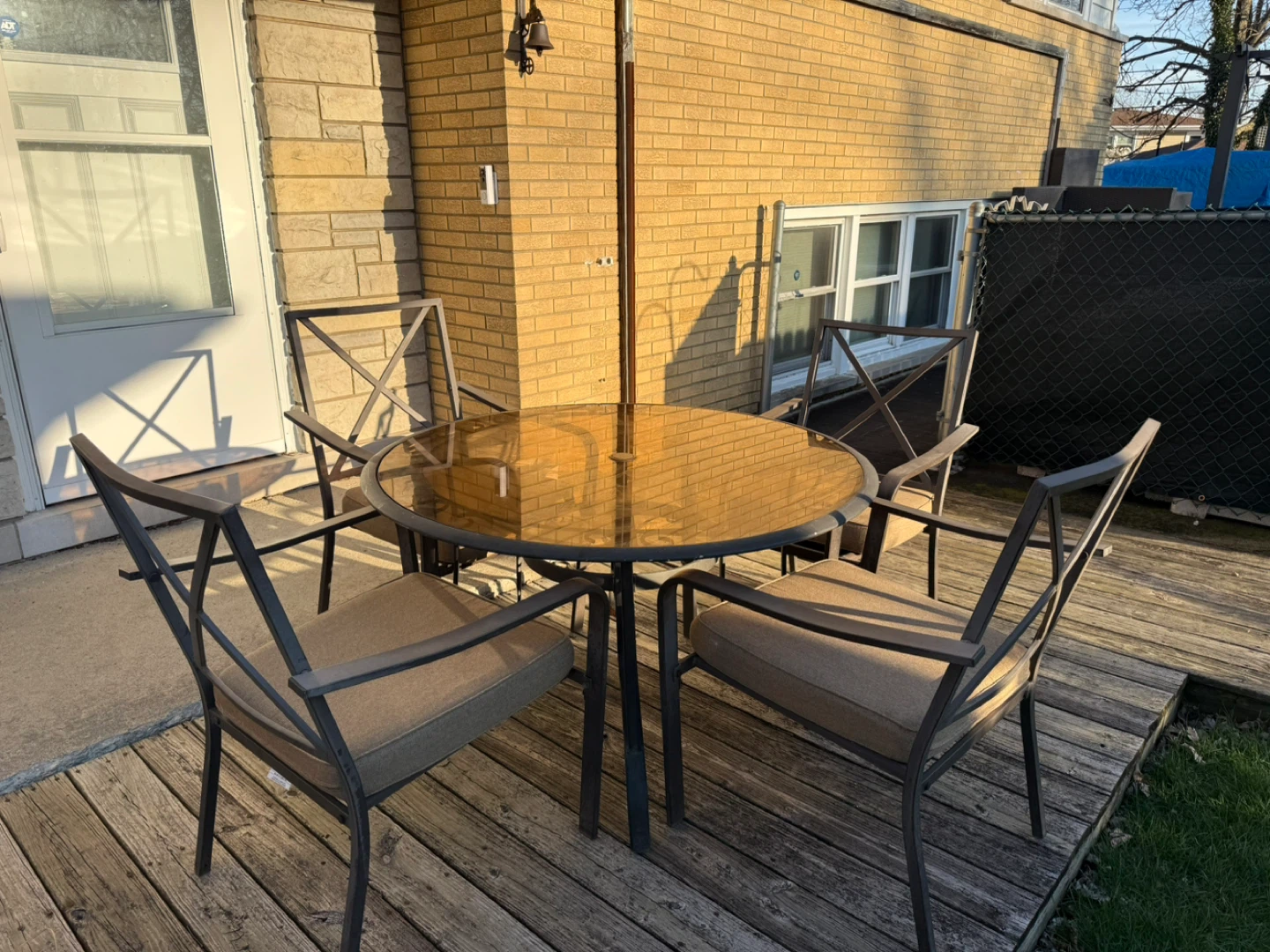 Glass Top Outdoor Dining Set with 4 Chairs