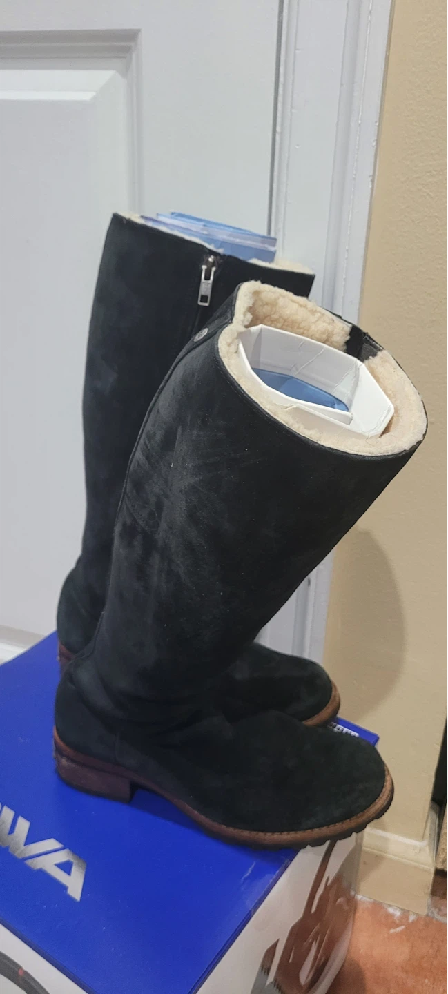 UGG Australia Black Suede Sheepskin Lined Tall Boots - photo 4