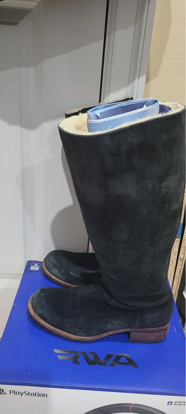 UGG Australia Black Suede Sheepskin Lined Tall Boots - photo 2