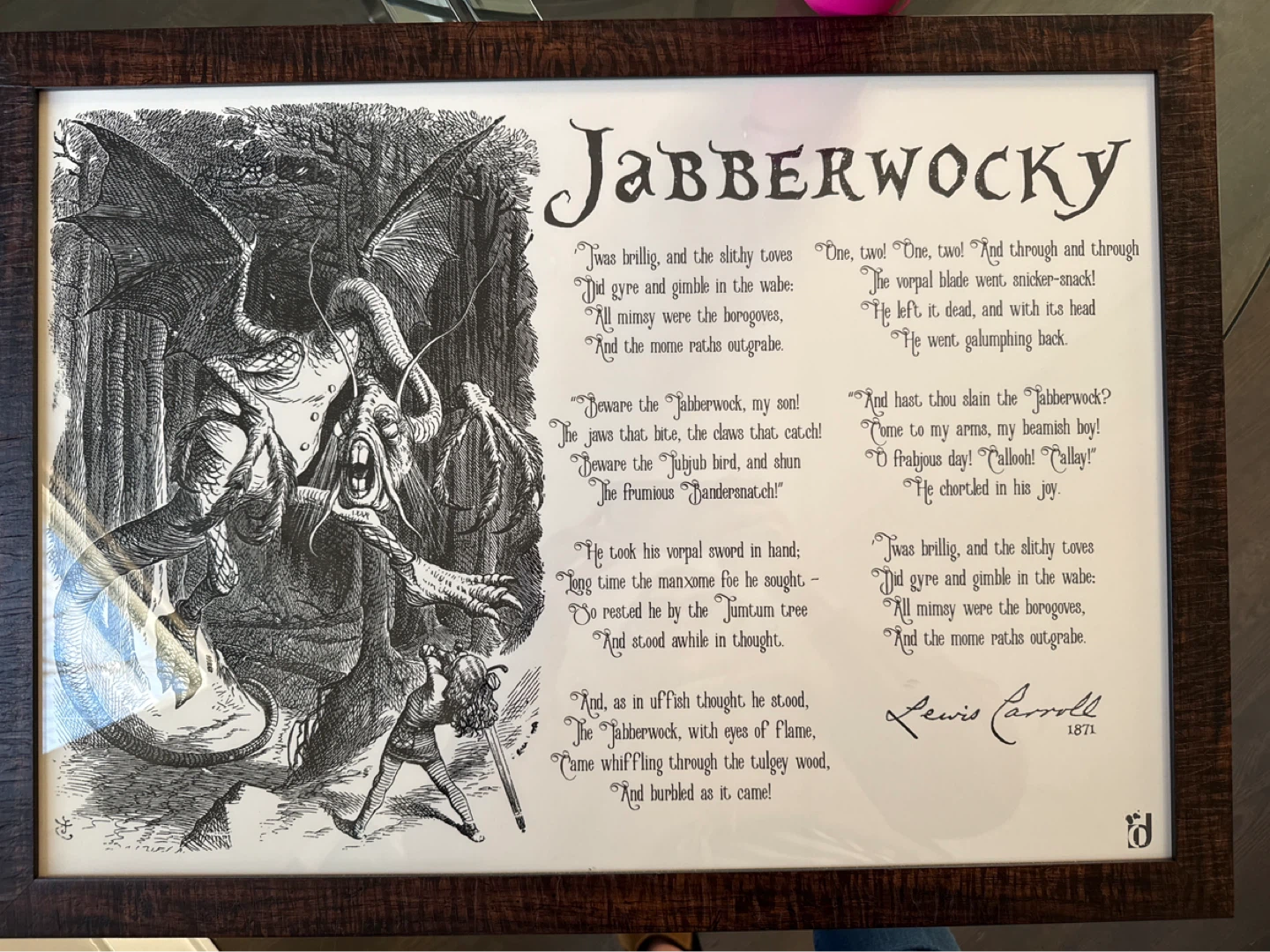 Lewis Carroll Jabberwocky Framed Poem Print