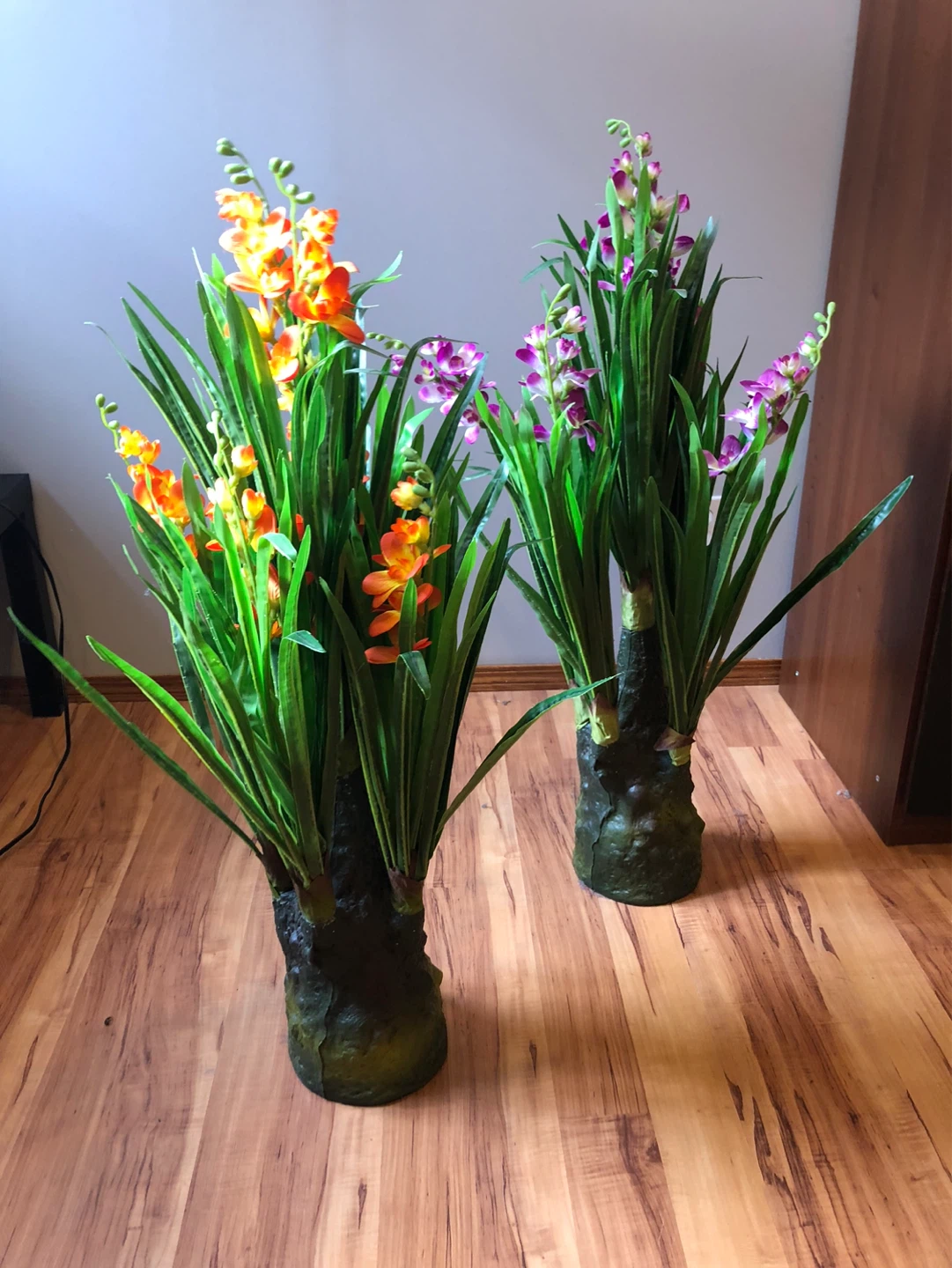 Artificial Faux Flowers - Orange and Purple