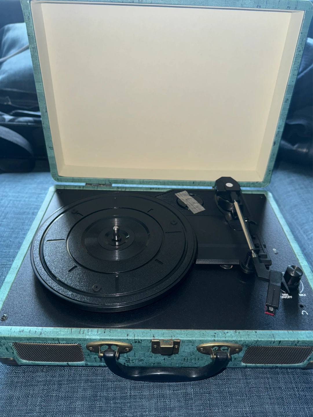 Teal Suitcase Record Player Turntable