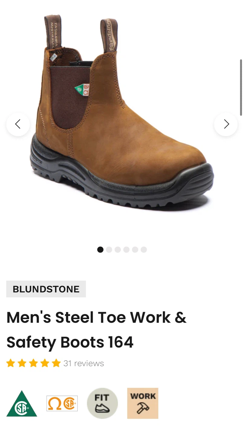 Blundstone Men's Steel Toe Work & Safety Boots 164