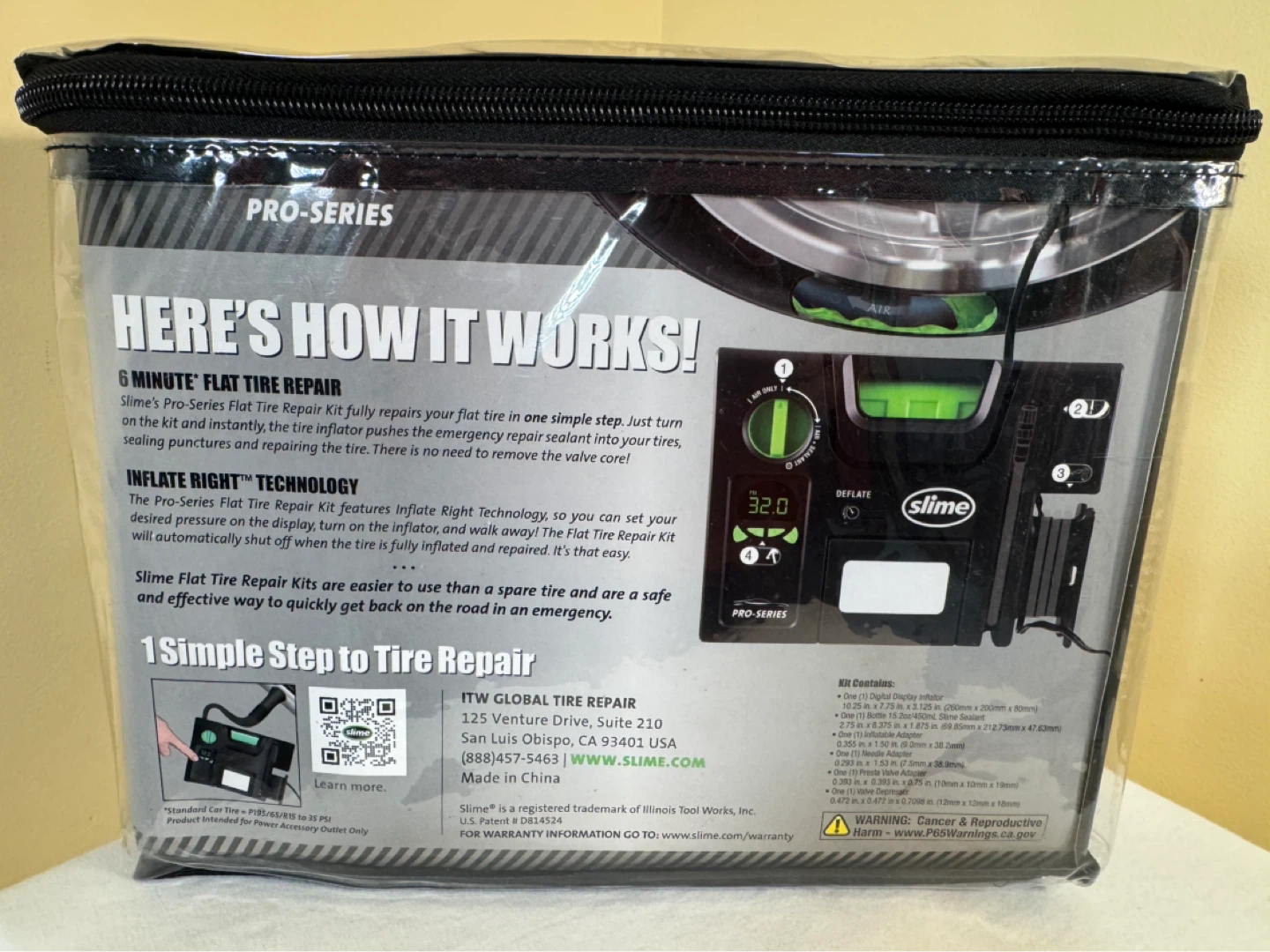 Slime Pro-Series Flat Tire Repair Kit with Inflator - photo 3