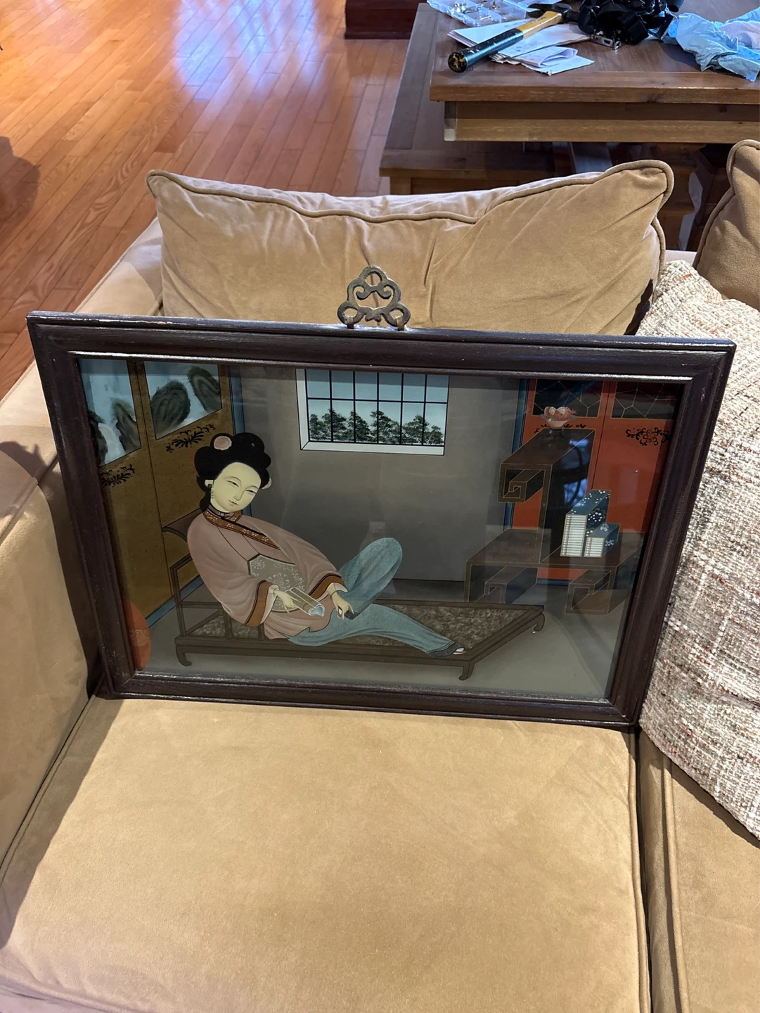 Framed Reverse Painting Artwork 22”X16”