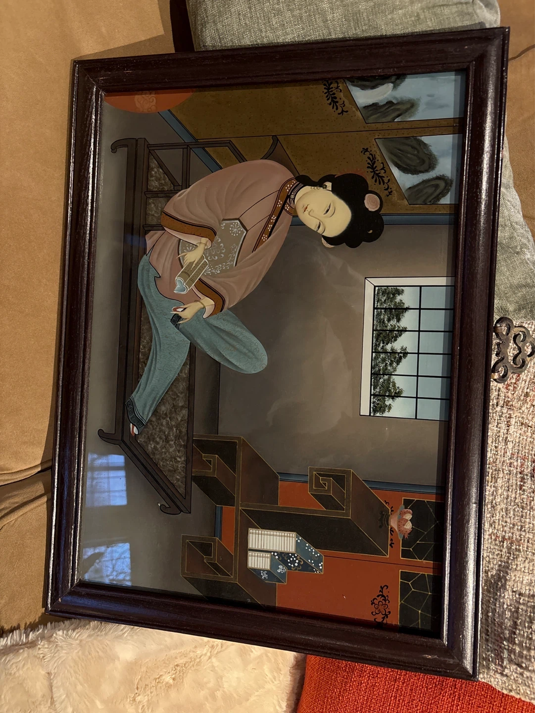 Framed Reverse Painting Artwork 22”X16” - photo 2