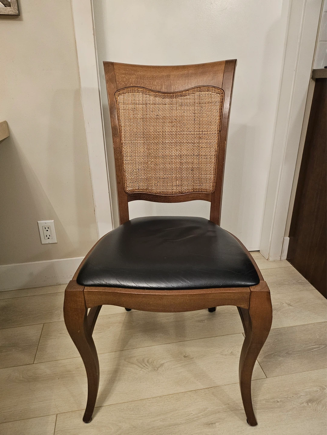FREE: Set of 2 MCM Style Cane Black Leather Dining seats