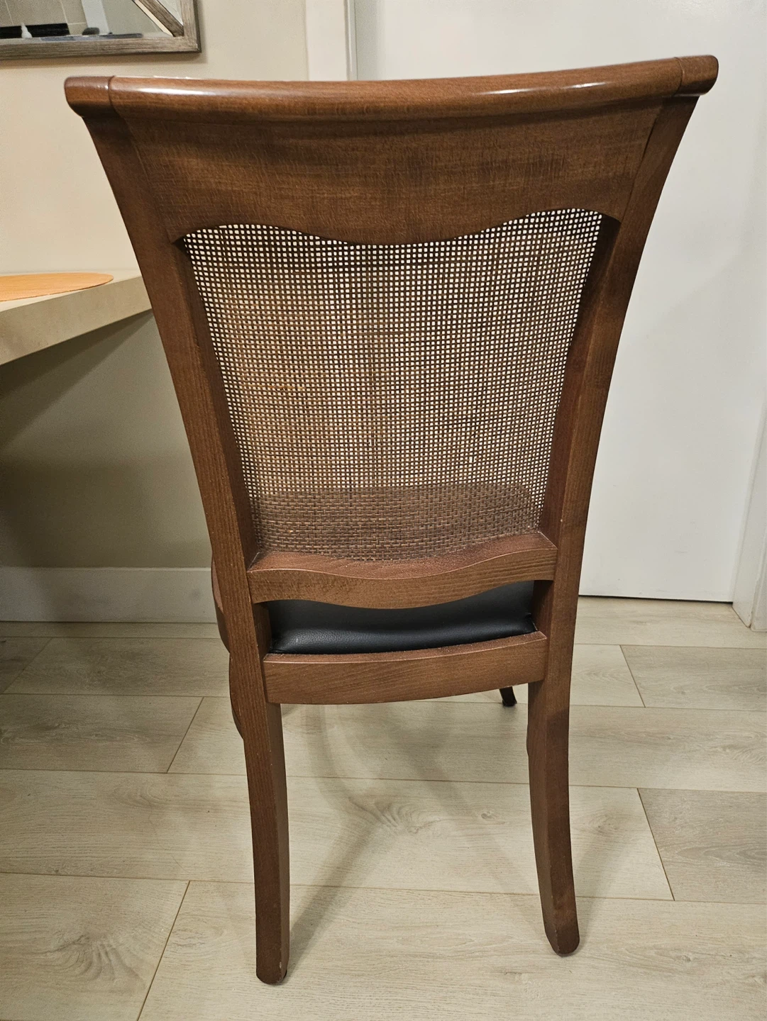 FREE: Set of 2 MCM Style Cane Black Leather Dining seats - photo 3