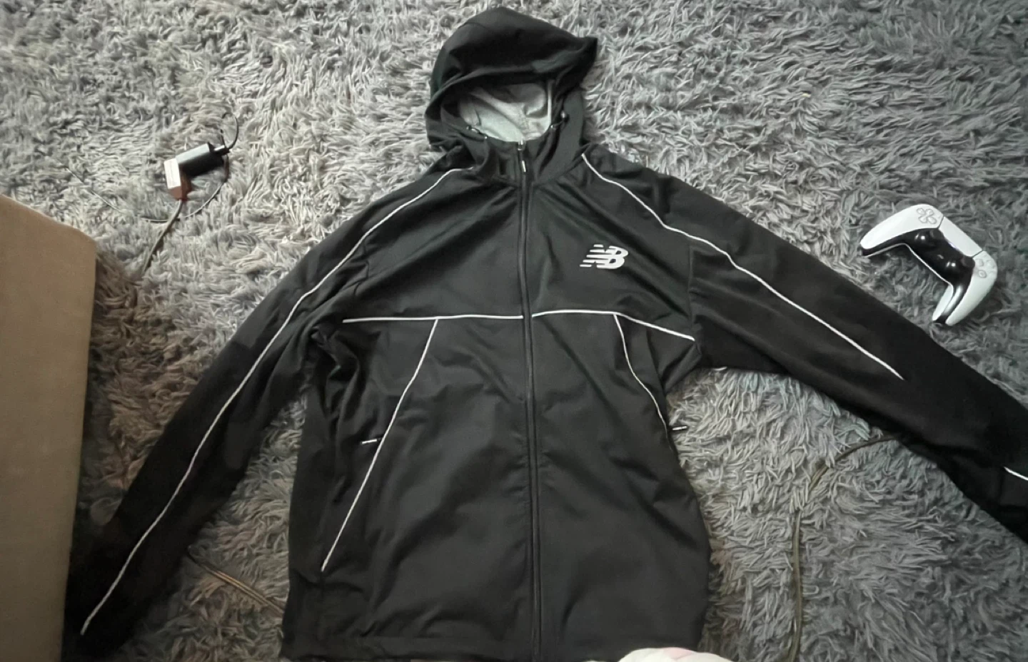 New Balance Black Hooded Windbreaker Jacket