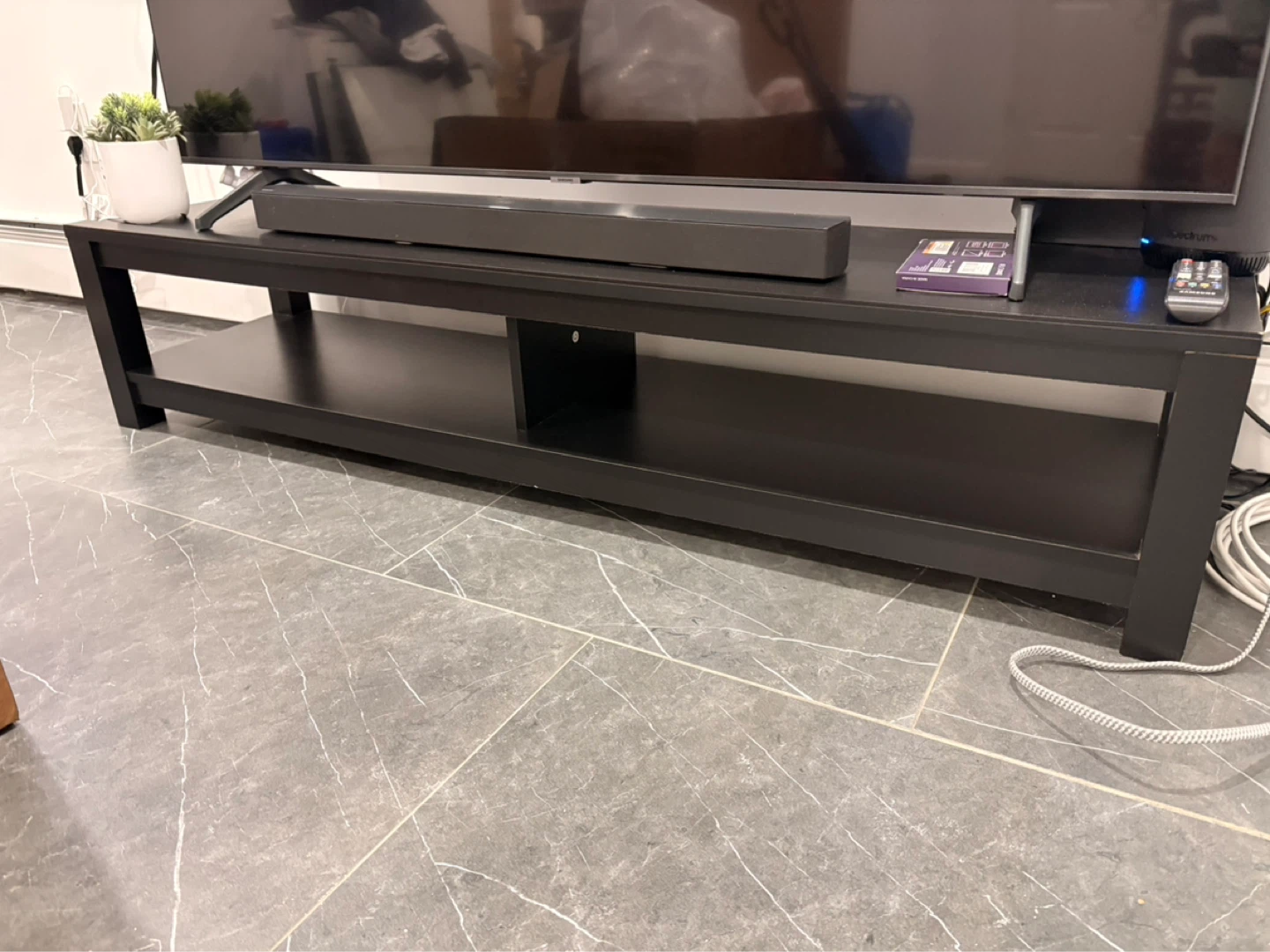 Black TV Stand with Storage Shelf