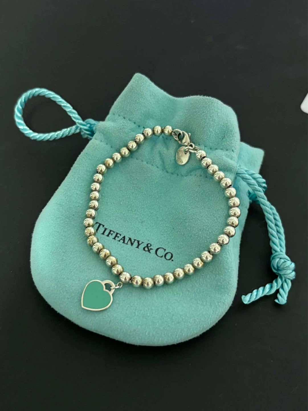 Tiffany & Co. Sterling Silver Heart Charm Beaded Bracelet - photo 2