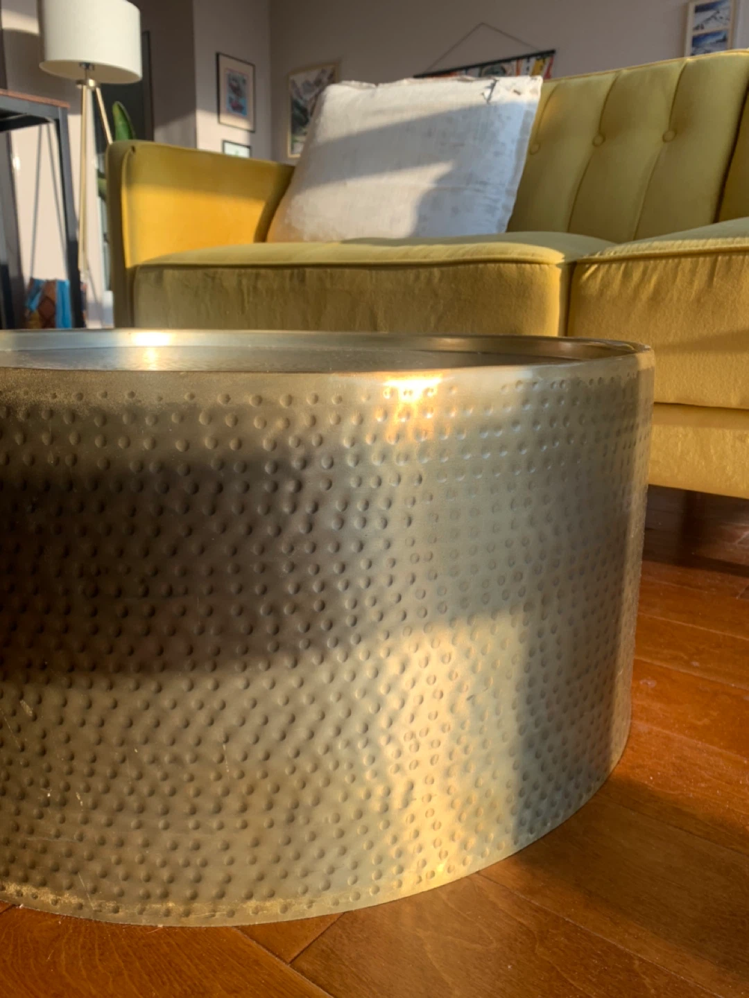 Manila Hammered Barrel Coffee Table - Brass - photo 3