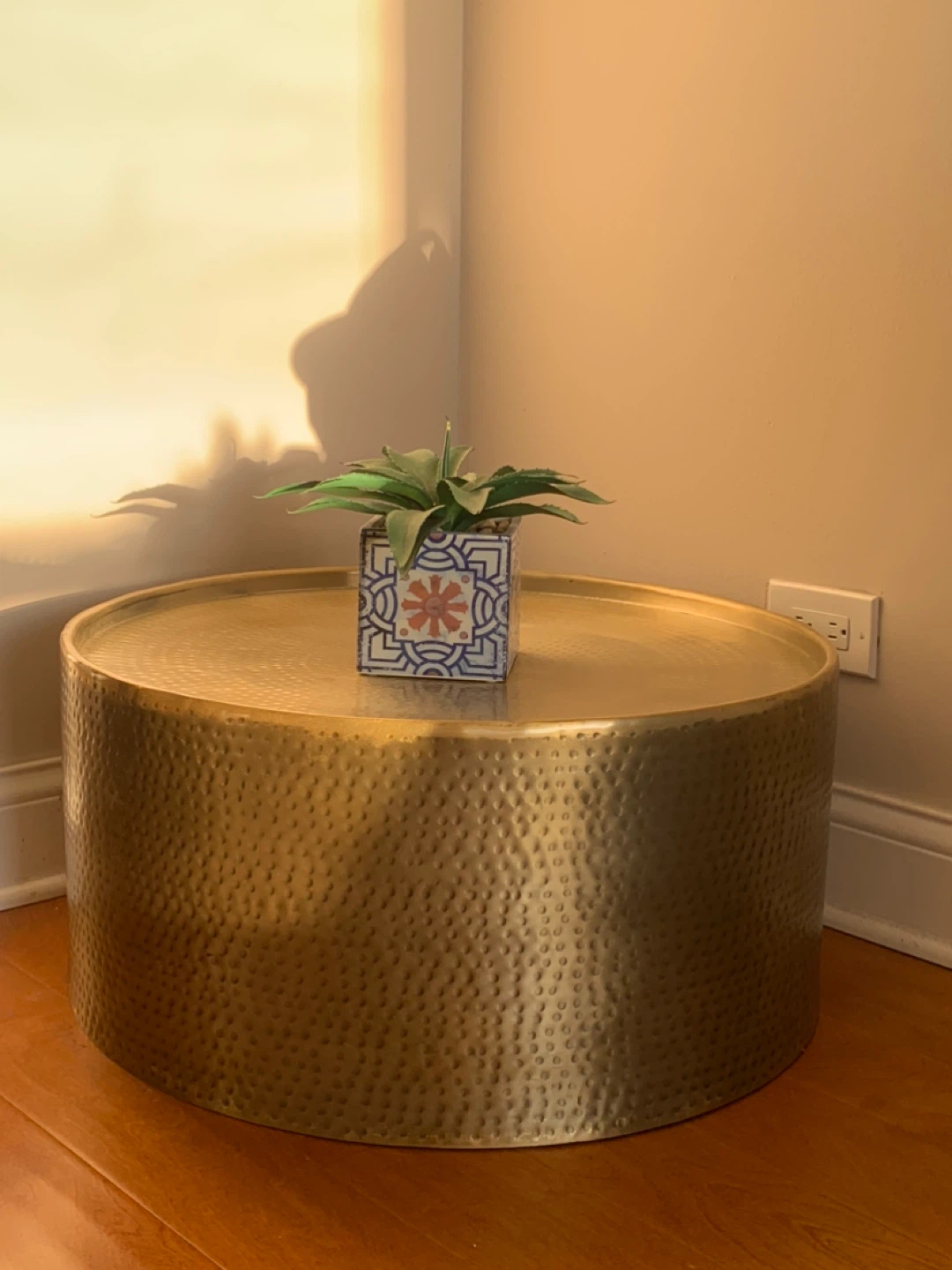 Manila Hammered Barrel Coffee Table - Brass