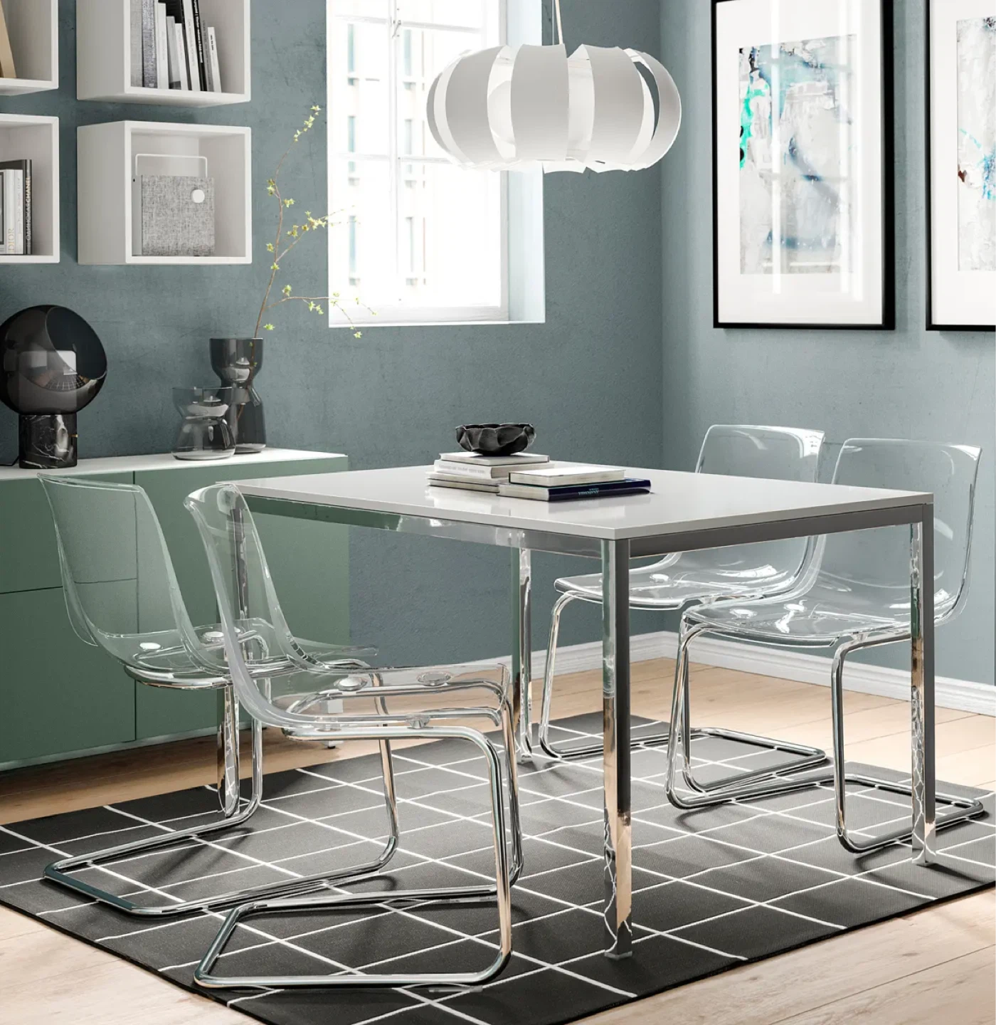 White Dining Table with Metal Frame - photo 2