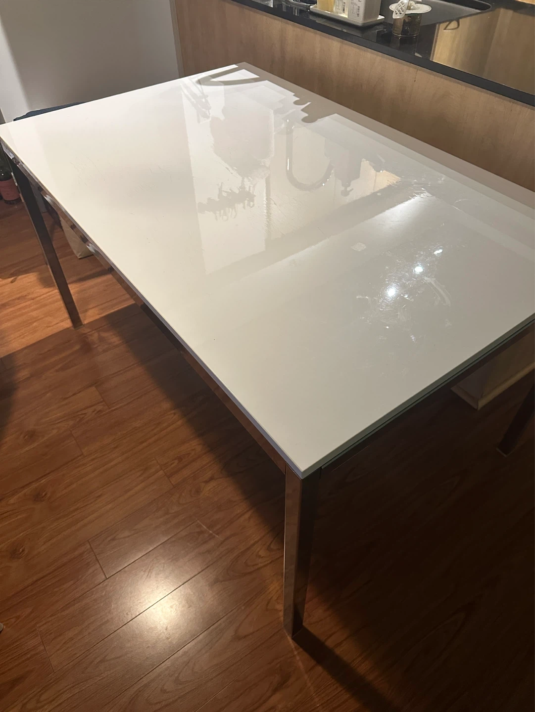 White Dining Table with Metal Frame - photo 3